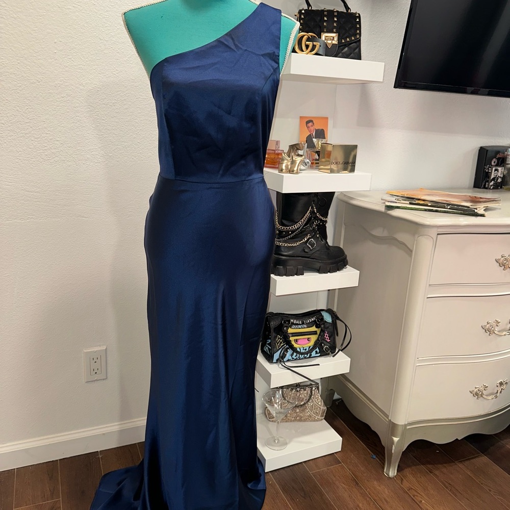 Fashion Nova Midnight Blue One-Shoulder Dress